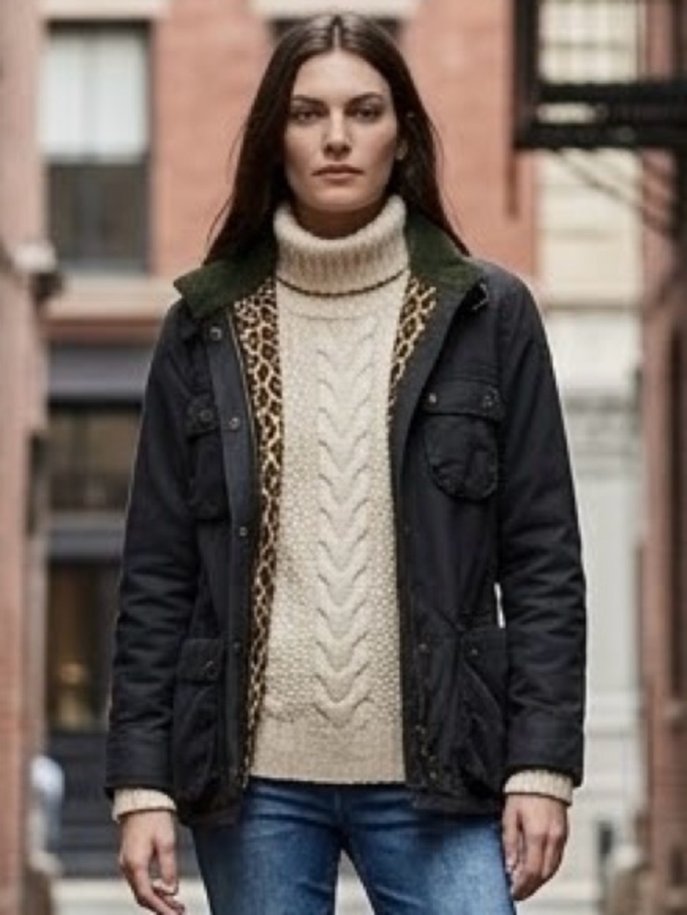 RARE Archival Denim & Supply Ralph Lauren Black Field Jacket Leopard L